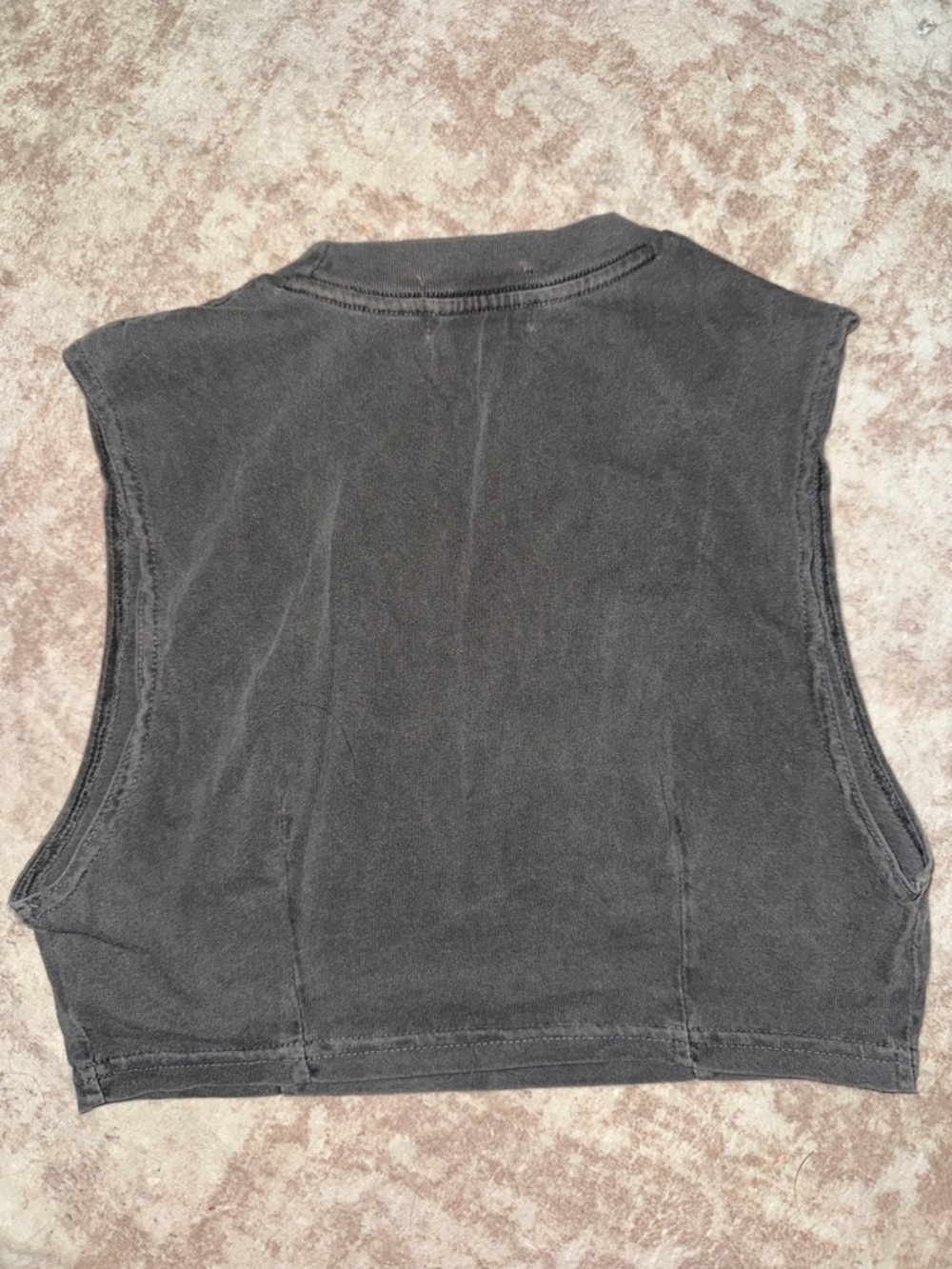 TALENTLESS Washed Dark Grey Cropped Muscle Tank -Small - Picture 2 of 2